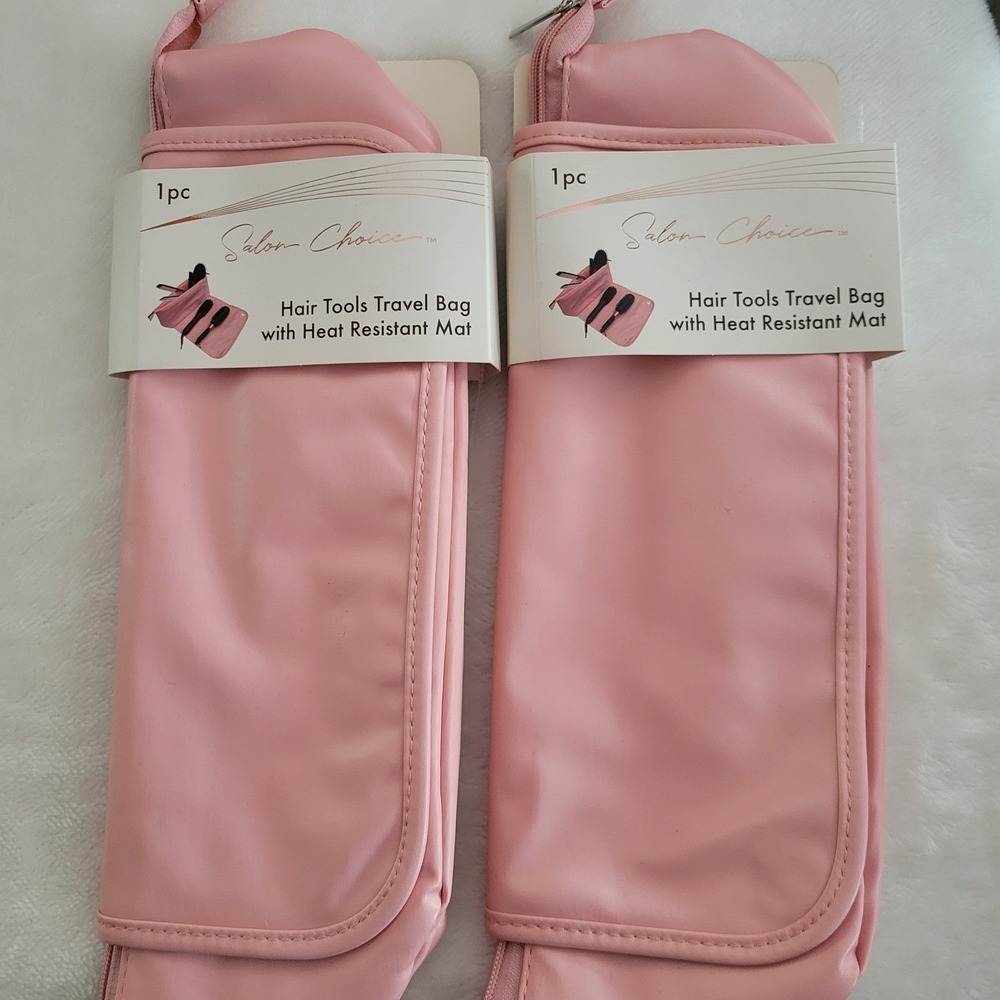 Salon Choice Hair Tools Travel Bag with Heat Resistant Mat Pink Lot of 2